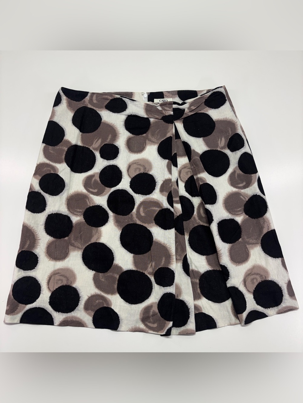 Cato Linen Blend Polka Dot A-Line Skirt Size 14 Artsy Office Coastal